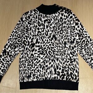 Calvin Klein leopard mock neck sweater